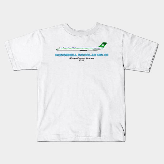 McDonnell Douglas MD-82 - African Express Airways Kids T-Shirt by TheArtofFlying